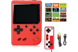 PZNETUE Console De Jeux Portable, Console De Jeu Retro avec 400 Jeux Classiques, 2 Joueurs Meuble TV Consoles de Jeu Portables, Jeux Cadeau pour Enfants Garçons et Adulte (Rouge Pro)