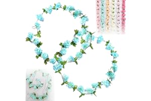 FENGJIAHUI 2 Stück Künstliche Deko, Blumengirlande Deko, Kirschblütengirlande, Blumen Girlande, Künstliche Blumengirlande, Party Hochzeit, Kirschblüten (Stil 3 Blau 460MM)