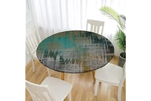 Morbuy Nappes Rondes 110 cm, Exterieur Nappe de Table de Jardin avec Bord Élastique, Imprimé Nappes Anti Taches Lavable Imperméable Polyester pour Cuisine Fête Table