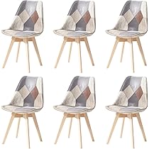 Set 2 Sedie Scandinave Con Cuscino Patchwork - Gambe In Faggio | Per Cucina, Sala Da Pranzo, Soggiorno - Foto 3