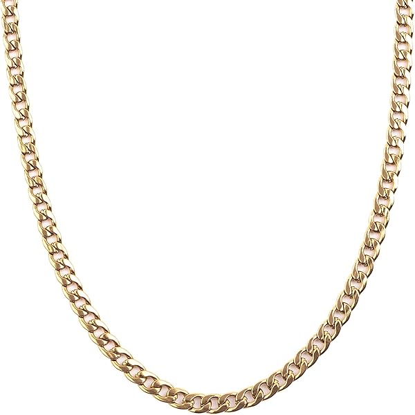 Purelei Collana fine vintage, in acciaio inox, placcato oro 14
