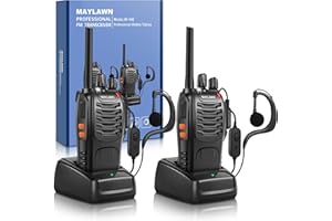 Maylawn Walkie Talkies Long Range 2Pcs, Walkie Talkies for Adults with Rechargeable Batteries, 2 Way Radio with LED Light Earpieces 16CH Supports VOX Function