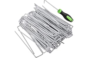 Graxury 100 Stück 20cm Ø 3mm Schwere Gartennägel Stahlpfähle - Verzinkte Stahlklammern zur Sicherung von Unkrautvlies, Netzen und Rohren mit 1 Hacken