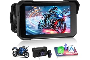 Motorsi Navegador para Motocicleta con A-pple CarPlay Inalámbrico, Android Auto, Autorradio Portátil con Pantalla Táctil HD de 5 Pulgadas, Resistente al Agua IP68, GPS, Bluetooth 5.0 y Radio FM