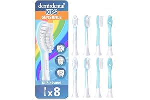 demirdental testine per Philips Sonicare Kids testina per bambini, per i primi denti permanenti, bambini da 7 a 10 anni, corrisponde a HX6048 HX6043, Turchese, set da 8