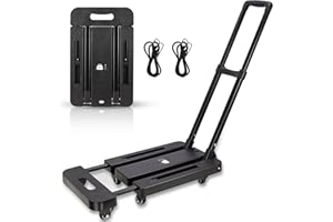 Dazone Diable Pliant, Charge Maximale 200KG, Chariot de Transport avec 6 Roues et 2 Cordes élastiques, Chariot Utilitaire à Plate-Forme Robuste et évolutif pour déménagement, Bagages, Cartons, Voyage