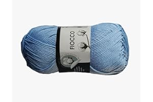 filati italiani Cotone Fiocco. 100% Cotton, 50g (125m) per Uncinetto e Maglieria (Celeste 7510)