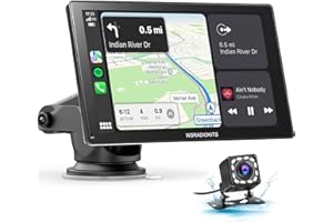 WSRADIOKITS Wireless Carplay Autoradio,Portable 9''Touch Screen Carplay and Android Auto,1080p Backup Camera,Drive Mate Carplay GPS Navigation with Mirror Link/Siri/FM/Bluetooth,Car Radio