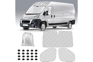 JINSENTGG Sonnenschutz Auto Frontscheibe Ersatz für FIAT Ducato 2006-2021, 3 Teilige Technology Thermomatte Ersatz für Peugeot Boxer 2006-2014, Ersatz für Citroën Jumper, Faltbar Innen Frontscheibenabdeckung
