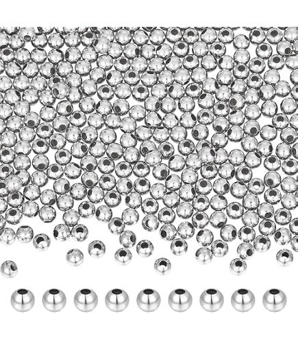 Lot De 250 Perles En Acier Inoxydable Doré - 5 Tailles (2-6 Mm) - Pour Fabrication De Bijoux, Bracelets, Colliers - 12