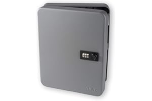 Pavo - Armoire à clés 36 Crochet avec Serrure à Combinaison ,Dimension: 8x24x30 cm - Gris foncé / 36 porte-clés inclus