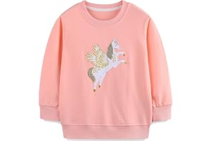 LANGUBABY Ragazza Felpa Senza Cappuccio Natale Cotone Manica Lunga Casual Pullover per Bambina 1-7 Anni