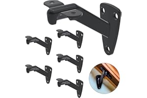 NACETURE Hand Rail Brackets for Stairs- 6 Pcs Heavy Duty Black Handrail Brackets for Indoor Stairs or Outdoor Stairs Support, 3 Inch Hand Railing Brackets, Banister Brackets for Stairways Stair Railing Indoor