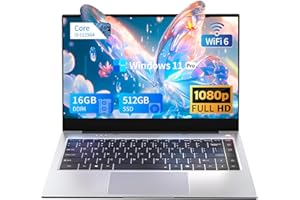 WEXULTOR PC Portátil 14.1 Pulgadas, Ordenador Portátil 16GB DDR4 RAM 512GB SSD, Windows 11 Portátil Core i3-1115G4 Processor, 1920*1080P IPS Pantalla Laptop, USB3.2/Type-C,/Mini-HDMI/WIFI6, 7000mAh Battery