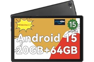 Whitedeer Android Tablet 10 Zoll - Android 15 Octa Core Gaming Tablet mit 20GB+64GB+1TB TF, Tablet PC mit OTG-Übertragung und Wi-Fi 6G, Widevine L1,5000mAh - Schwarz