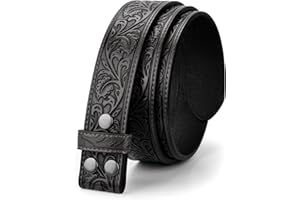 LEACOOLKEY Western pasek do paska dla mężczyzn bez klamry 3,8 cm szerokości kwiatowy grawerowany tłoczony skórzany pasek na pasek