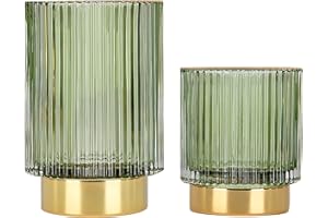 DASITON Make up Pinsel Organizer,Kosmetik Organizer Gold,Pinsel Organizer aus Glas,Pinselhalter Kosmetik,Makeup Brush Holder,Pinselhalter,Pinsel Aufbewahrung für Schlafzimmer,Badezimmer(Grün S+L)