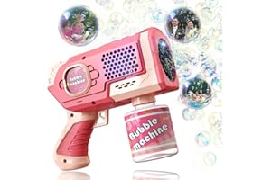 Muakiz Pistolet à Bulles de Savon, Machine à Bulles pour Enfant Automatique 5000+ Bulle de Savon/Min Bubble Machine Gun pour Jeux Mariage Exterieur, Jouet Fille Garcon 3 4 5 6+ Ans Cadeau Anniversaire