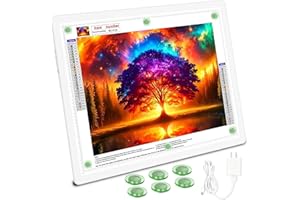 TOHETO Lavagna luminosa magnetica ricaricabile A2, 63 x 47 cm, grande pannello luminoso per pittura a diamante con pulsanti laterali, scatola luminosa in 3 colori chiari per tracciare e disegnare