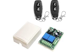 QIACHIP AC 220V 230V 240V Interruttore di Controllo Remoto Wireless 433Mhz RF 2 Canali Ricevitore Relè Radiocomando con 2 telecomandi per Porta del Garage/Tapparella/Luci/Pompe