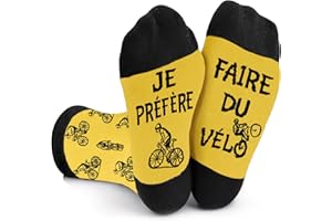 BHGWR Cadeau Noel Homme Velo, Chaussettes Rigolotes Homme 43-46 Fantaisie Velo, Chaussette Homme Humour Idee Cadeau Drole Anniversaire Fete des Peres la Saint Valentin pour Papa Adolescents Garçon