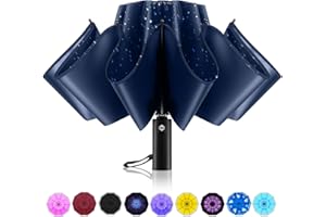 Trenovo Kompakt Reiseschirm - Automatik Sturmfest Regenschirm für Regen, Winddicht Taschenschirm mit 10 Rippen, Regenschirm mit Umgekehrter Faltung Damen und Herren