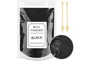 FANKOO Epoxidharz Farbe 120g, Mica Pulver Natur Metallic Epoxidharz Pigment Seifenfarbe Set für Epoxidharz, Kerzenherstellung, Seifenherstellung, Badebombe, Make-up, Wachsschmelzen, Schleim (Schwarz)