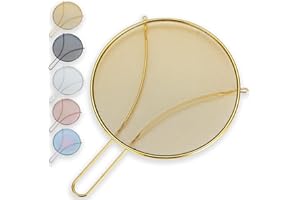 Evanda 30 CM Gold Spritzschutz zum Kochen, Edelstahl-Feinmaschchen für Bratpfanne, Fettschutz für Pfanne, um heiße Ölspritzer zu stoppen, schützt die Haut vor Verbrennungen, sicherer Kochdeckel