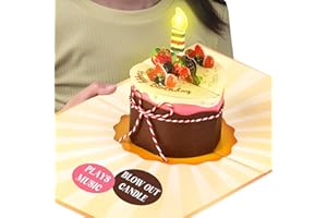 FITMITE Birthday Card with LED Light Blowable Candle, Large 3D Pop up Birthday Cake Cards, Play Happy Birthday Music with Light, Funny Musical Birthday Gift for Men,Women,Kids,Mom,Wife,Sister,Friends