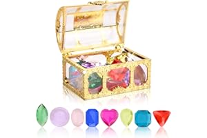 DRWOSM 24 Stück Kinder Diamant Edelsteine Set Bunt Acryl Edelsteine Diamant Edelstein Spielzeug Edelsteine Für Kinder Groß Diamanten Deko Tauchen Edelsteine Pool Spielzeug für Mädchen Junge (rosa schachtel)