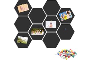 WoYu Tableau Liege, 10 Tableaux d'affichage Muraux Hexagonaux, Panneaux de Liège, Tableau d'affichage Autocollant avec Une boîte de Punaises Colorées