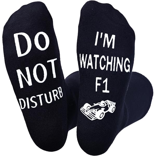 Yphzmtz Calzini da corsa divertenti con scritta I'M WATCHING F1, DO NOT DISTUB da uomo, regalo di compleanno per gli amanti della F1, nero, taglia unica