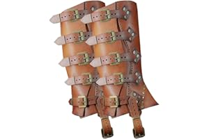 Yajexun Beinschutz Gamaschen, 1 Paar Mittelalter Gamaschen Stiefelstulpen, Mittelalterliche Retro Leder Beinschützer, PU Leder Steampunk Leggings Überschuh Für