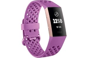 Fitbit - Charge 3 - Bracelet d’activité Forme et Sport : Jusqu’à 7 Jours d’autonomie et Étanche - Aluminium Or Rose / Violet