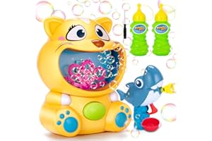 Ucradle Bubble Machine, Portable Automatic Bubble Blower Machine For Toddlers, Durable Bubble Maker Machine, With 236ml Bubble Solution and Shark Bubble Gun For Parties Wedding