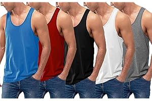 VEARZ® Pack of 3/6 Men's 100% Cotton Vest Classic Slim Fit Summer Undershirt – Adults Sleeveless Gym Training Tank Tops Plus Size