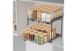 AIRUJIA Porta Spezie Per Cucina, Organizer Cucina, Portaspezie Per L'Interno Dell'Armadio, Organizzatore Cucina, Organizzatore Per Armadietti Estraibili Portaspezie, P27.2*L29.3*H24CM
