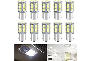 Defvnsy P21W 1156 BA15S Ampoules LED, 1141 7506 1003 Ampoule 12V Extrêmement Brillant 6000K Blanc, 27SMD 5050 Ampoules LED Voiture pour Fex de RV, Camping, Voiture, Caravane, Remorque (Lot de 10)