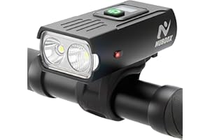 NUBOOX luz bicicleta delantera, ligera y compacta, pantalla digital, batería recargable USB C 1500 mAh, faro impermeable IPX4, foco LED 1000 lúmenes, 6 modos, linterna bici ciclismo carretera montaña