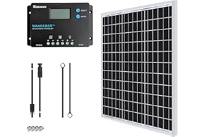 Renogy Kit Solar 50W 12V, Kit Solar Autoconsumo, Kit Panel Solar, Kit Solar Autocaravana de Placa Solar 12V con Regulador Solar PWM 10A 12V/24V para Furgoneta,Camper,Casa, Panel Solar Portatil 50W