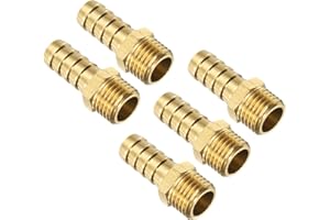QUARKZMAN 5 Stück M14-1.5 ID 10mm Schlauchverbinder Messing, Gartenschlauch Benzinschlauch zu Barb Passend Schlauch Gewindestutzen Rohrarmatur Adapter Verbinder für Wasser Kraftstoff Luft