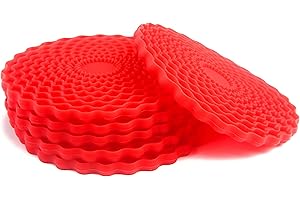 Red Drinks Coasters Set of 6 by Stone & Thyme - a UK Brand. Non Slip, Heatproof & Easy to Clean. Colourful Decorative Home Accessories That Protect All Surfaces.