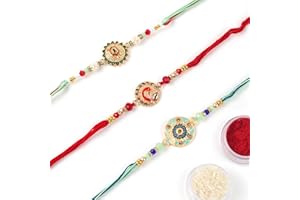 KSJONE Rakhi-Armband, verschiedene Designs, 3 Stück, Raksha Bandhan Geschenk für Ihren Bruder, Rakhi für Bruder, Rakhi-Armband, Raksha Bandhan Rakhi, Raksha Bandhan Festival (mehrfarbig)