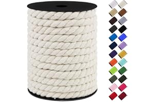 LEREATI Corda Macrame 10mm x 23m, Filo Macrame Corda Cotone Colorata, Macramè Filo Cordino per Borse Uncinetto, Artigianato Fai-Da-Te, Arazzo da Parete, Decorazioni (Naturale)