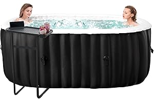 Obqer Hot Tub Aufblasbar für 2 Personen, 2400W In/Outdoor SPA Pool Winterfest Mit 100 LuftdüSen, Frostschutz, 550 Liter, Auslaufsichere, Energiesparend, Auto Aufblasen, Bubble Spa & Wellness Massage