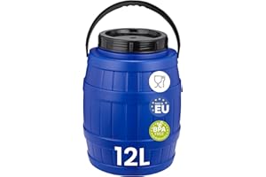Garronda 12 Liter Behälter mit Deckel Futtertonne Weithalsfass BPA-frei Kleines Fass Wasser Box mit Deckel Ideal als transportbox Sichere Aufbewahrung und Lagerung GD-0086, Blau