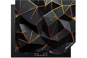 KitchenYeah© Cubre Vitrocerámica - Protector Vitroceramica Induccion 60x52 cm - Tapa Vitroceramica - Protector de Vitroceramica Negro - Patrón - Oro - Lujo
