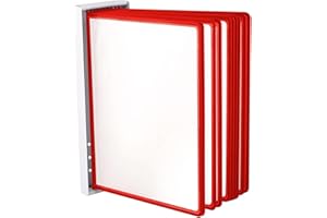 ‎LEVIATAN Leviatan Wand-Sichttafelsystem Wandhalterung für Sichttafeln Tafelsystem aus Metall zum Anschrauben an die Wand, Im Lager, in der Werkstatt, im Geschäft, im Labor + 10 rote Sichttafeln