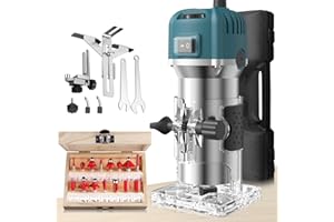 Anbte Fresadora de Madera 800W Fresadora Eléctrica,6.35mm(1/4 pulgada) 30000 G/min Herramientas Eléctricas Profesionales Velocidad Regulable para Ranurado Rectificadora