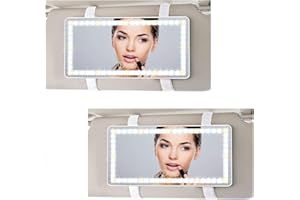 Feisate 2 Pack - Car Mirror Visor Vanity with Rechargeable LED Lights, 3 Light Modes & Dimmable Touch Screen, Large Sun Visor Vanity for Truck, Girly Car Accessories for Women Interior, White